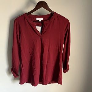 NWT! Charter Club Ladies Red Wine V-Neck Top